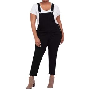 Torrid Crop Overalls Premium Jean Black Stretch Denim  Size 22R